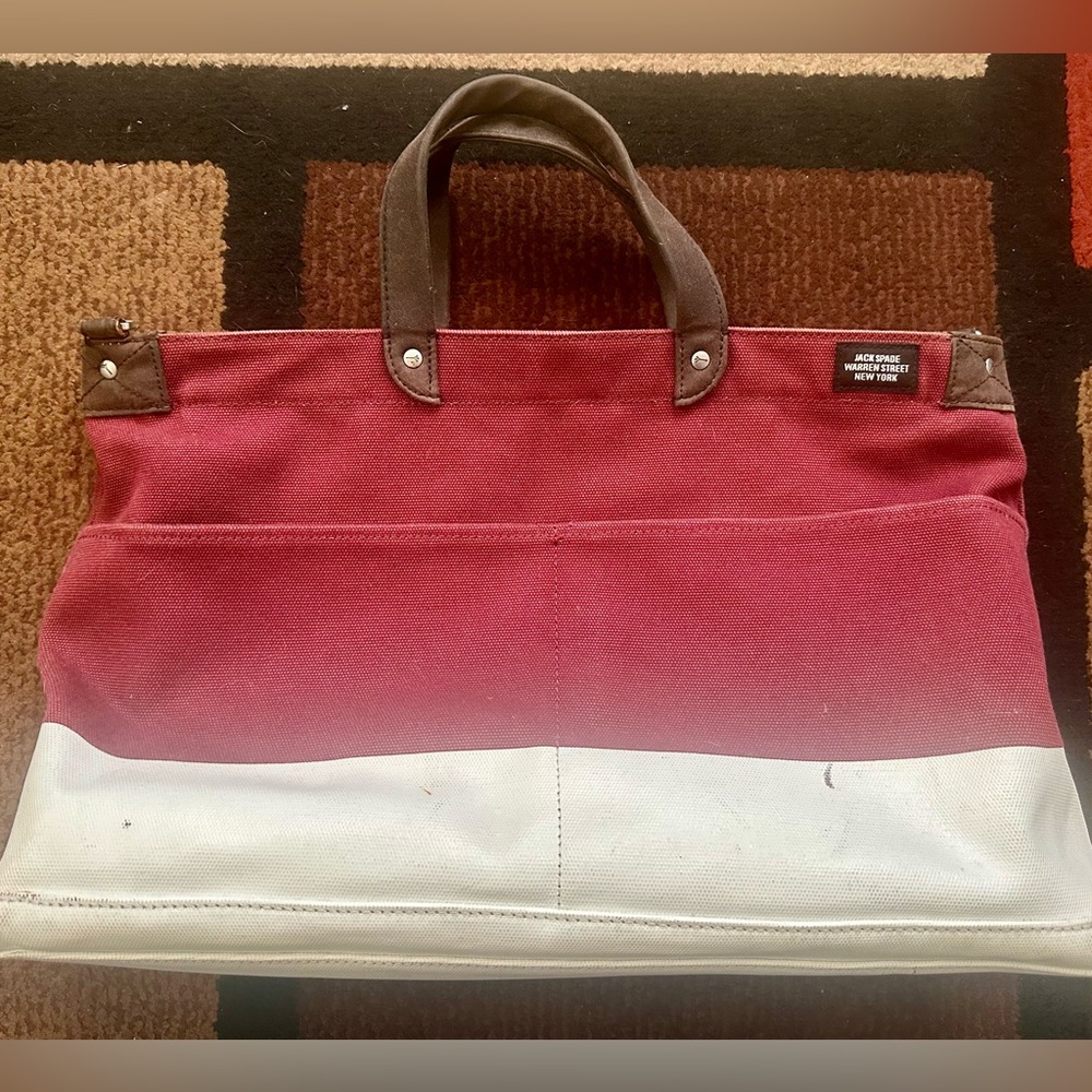 Jack Spade Maroon Dipped in White Industrial Canvas Coal Bag
